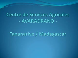 Centre de Services Agricoles- AVARADRANO -Tananarive / Madagascar 