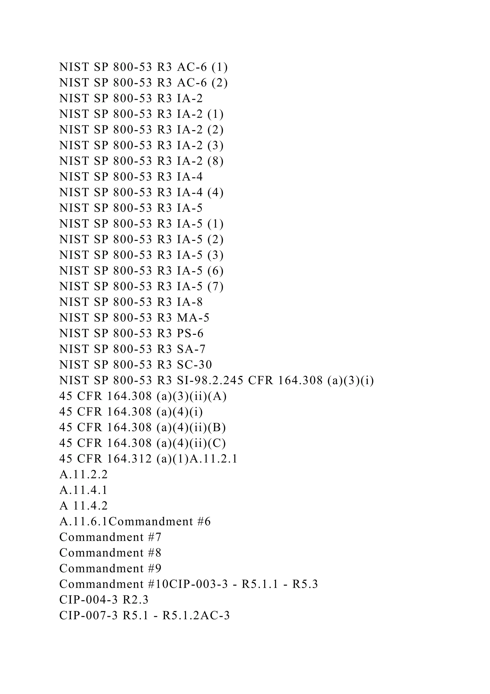 NIST SP 800-53 R3 AC-6 (1)
NIST SP 800-53 R3 AC-6 (2)
NIST SP 800-53 R3 IA-2
NIST SP 800-53 R3 IA-2 (1)
NIST SP 800-53 R3 IA-2 (2)
NIST SP 800-53 R3 IA-2 (3)
NIST SP 800-53 R3 IA-2 (8)
NIST SP 800-53 R3 IA-4
NIST SP 800-53 R3 IA-4 (4)
NIST SP 800-53 R3 IA-5
NIST SP 800-53 R3 IA-5 (1)
NIST SP 800-53 R3 IA-5 (2)
NIST SP 800-53 R3 IA-5 (3)
NIST SP 800-53 R3 IA-5 (6)
NIST SP 800-53 R3 IA-5 (7)
NIST SP 800-53 R3 IA-8
NIST SP 800-53 R3 MA-5
NIST SP 800-53 R3 PS-6
NIST SP 800-53 R3 SA-7
NIST SP 800-53 R3 SC-30
NIST SP 800-53 R3 SI-98.2.245 CFR 164.308 (a)(3)(i)
45 CFR 164.308 (a)(3)(ii)(A)
45 CFR 164.308 (a)(4)(i)
45 CFR 164.308 (a)(4)(ii)(B)
45 CFR 164.308 (a)(4)(ii)(C)
45 CFR 164.312 (a)(1)A.11.2.1
A.11.2.2
A.11.4.1
A 11.4.2
A.11.6.1Commandment #6
Commandment #7
Commandment #8
Commandment #9
Commandment #10CIP-003-3 - R5.1.1 - R5.3
CIP-004-3 R2.3
CIP-007-3 R5.1 - R5.1.2AC-3
 