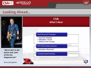 “We’re livin’ in the
future and, none
of this has
happened yet”

Bruce Springsteen

                       Copyright 2012 Vigillo LLC. All Rights Reserved.
 