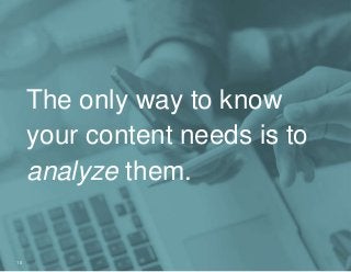 © Content Science
The only way to know
your content needs is to
analyze them.
10
 