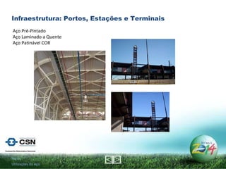 Início Utilizações do Aço Aço Pré-Pintado Aço Laminado a Quente Aço Patinável COR Infraestrutura: Portos, Estações e Terminais  