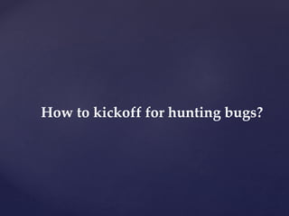 How to kickoff for hunting bugs?
 