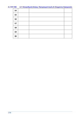 Α.7.Μ7-Μ8 Α.7 Αλγοριθμική Σκέψη, Προγραμματισμός & Σύγχρονες Εφαρμογές
170
14
15
16
17
18
19
20
 