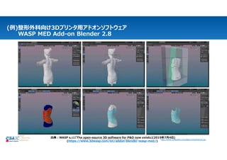 http://www.chapters.cloudsecurityalliance.jp/
Copyright © 2024 Cloud Security Alliance Japan Chapter
出典:WASP s.r.l.「The open-source 3D software for P&O now exists」(2019年7月4日)
(https://www.3dwasp.com/en/addon-blender-wasp-med/))
(例)整形外科向け3Dプリンタ用アドオンソフトウェア
WASP MED Add-on Blender 2.8
 