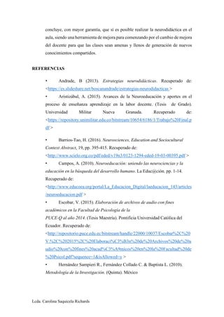 La Neurodidáctica como herramienta pedagógica dentro de la praxis ...