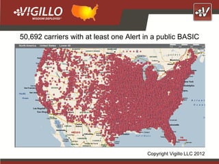 50,692 carriers with at least one Alert in a public BASIC




                                        Copyright Vigillo LLC 2012
 