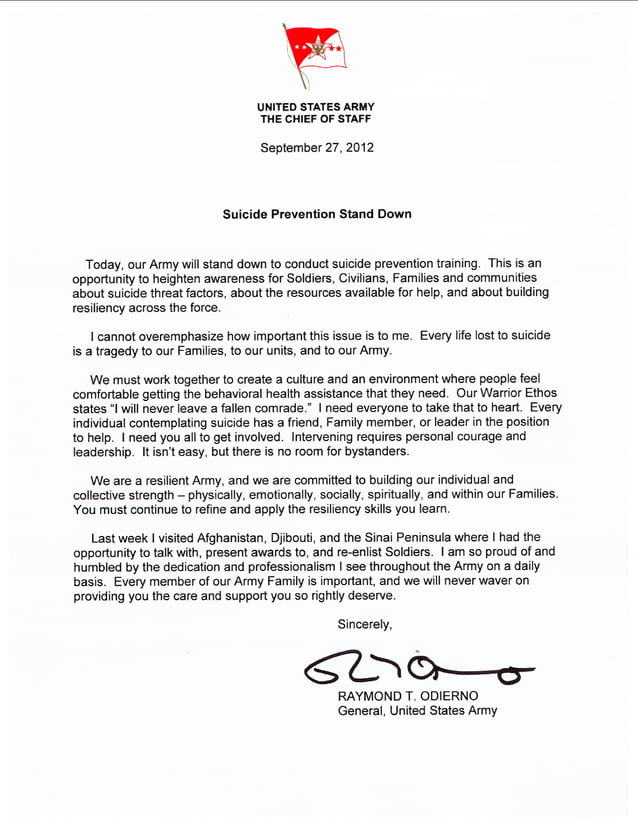 CSA Suicide Prevention Stand Down Message PDF