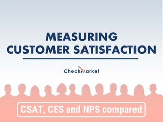 CSAT, CES and NPS compared
MEASURING
CUSTOMER SATISFACTION
 
