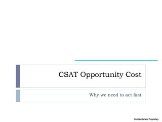 Confidential and Proprietary
CSAT Opportunity Cost
Why we need to act fast
 