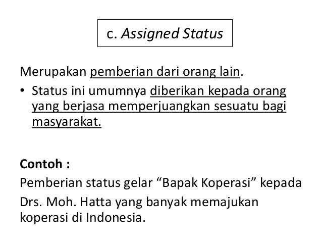 (C). Status dan Peranan Indivdu dalam Interaksi Sosial