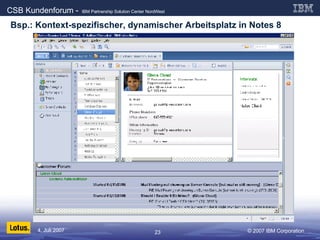 Bsp.: Kontext-spezifischer, dynamischer Arbeitsplatz in Notes 8 