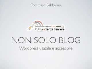Tommaso Baldovino




NON SOLO BLOG
 Wordpress usabile e accessibile



                1
 