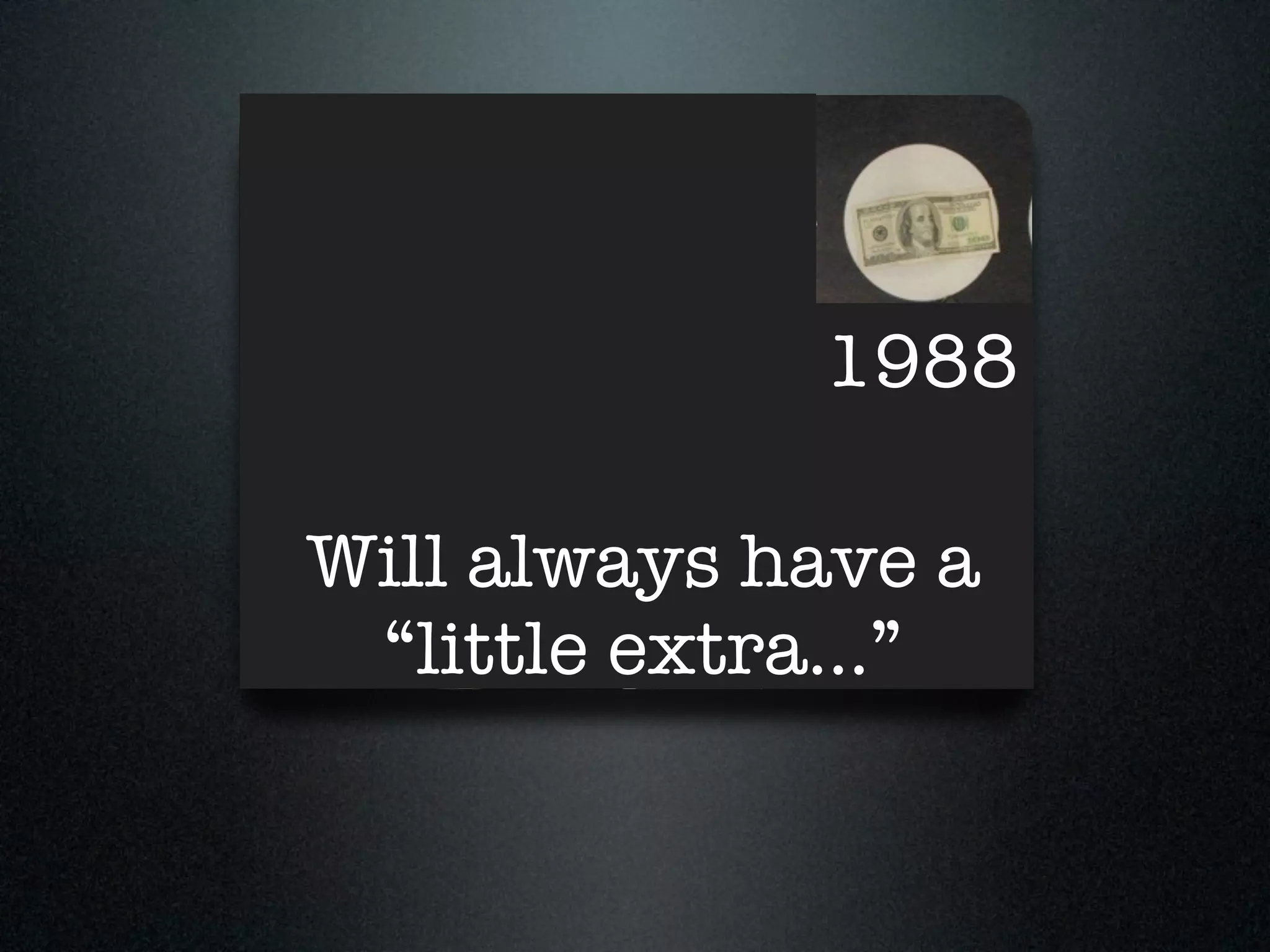 1988

Will always have a
 “little extra...”
 