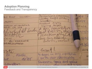 Adoption Planning
Feedback and Transparency




                            © 2010 Computer Sciences Corporation   6/22/20105045-11_C3 Case Study 18
 