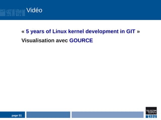 Vidéo


      « 5 years of Linux kernel development in GIT »
      Visualisation avec GOURCE




page 51
 