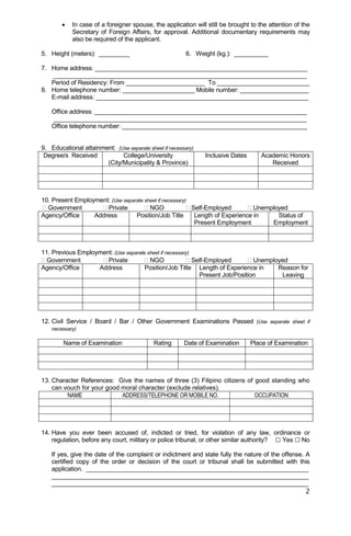 CSC-FSO Application Form Revised Oct, 9 2013 | PDF