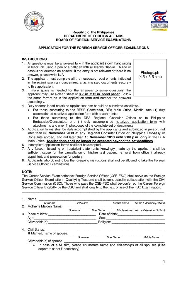 CSC-FSO Application Form Revised Oct, 9 2013 CSC-FSO Application Form Revised Oct, 9 2013