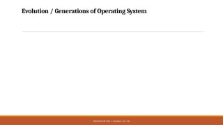 PRESENTED BY MRS. C. KALPANA / AP / CSE
Evolution / Generations of Operating System
 