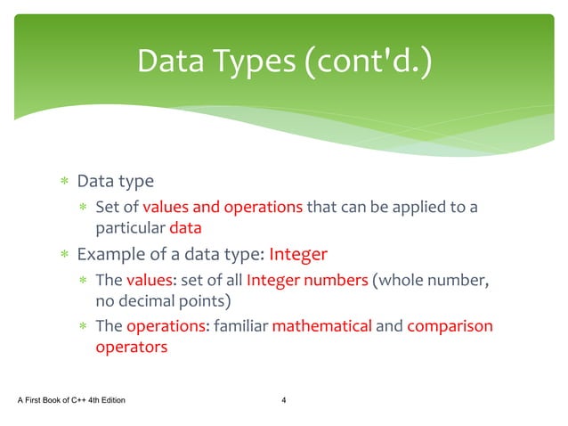 Csc1100 lecture02 ch02-datatype_declaration | PPT