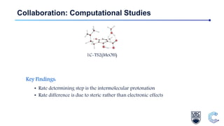 Collaboration: Computational Studies
Key Findings:
• Rate determining step is the intermolecular protonation
• Rate differ...