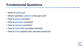 Fundamental Questions
• What to produce?
• Which cannabis cultivar is the right one?
• How to grow cannabis?
• How to proc...