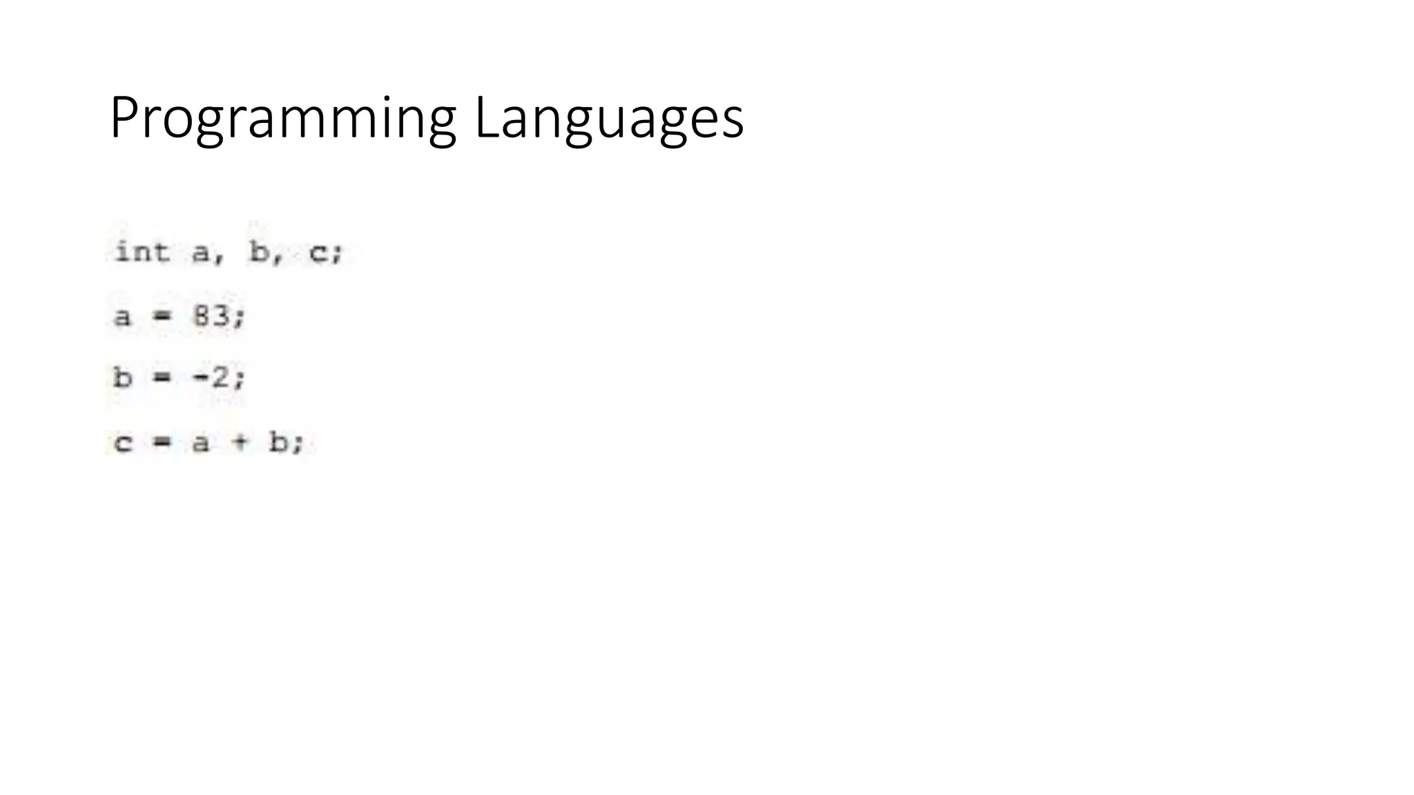 Programming Languages
 