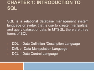 INTRO TO SQL | PPT