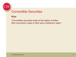 Convertible Securities Rule: “Convertible securities trade at the higher of either their conversion value or their pure investment value.” 