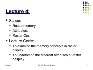 Raster Display Methods lecture4 raster details in computer graphics(Computer graphics ...