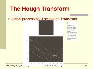 The Hough Transform
 Global processing: The Hough Transform
32CSC447: Digital Image Processing Prof. Dr. Mostafa GadalHaqq.
 