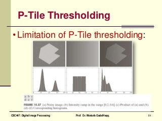 P-Tile Thresholding
• Limitation of P-Tile thresholding:
51CSC447: Digital Image Processing Prof. Dr. Mostafa GadalHaqq.
 