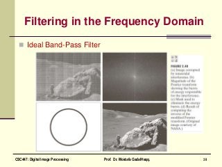 Filtering in the Frequency Domain
 Ideal Band-Pass Filter
38CSC447: Digital Image Processing Prof. Dr. Mostafa GadalHaqq.
 
