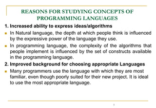 CSCorganization of programming languages | PPT