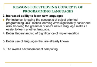 CSCorganization of programming languages | PPT