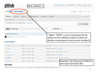 (New,	
  skeleton...)	
  

*	
  




                                    *	
  (Note:	
  “OCMI”	
  is	
  just	
  a	
  name	
  given	
  by	
  the	
  
                                    authors	
  to	
  this	
  sofware	
  project;	
  it	
  does	
  not	
  
                                    denote	
  a	
  name	
  given	
  to	
  any	
  current	
  standard.)	
  




                                                        Developer:	
  Ilja	
  Stevenson	
  (VENUS-­‐C)	
  
                                                        with	
  input	
  from	
  OCCI-­‐WG	
  

                                                                                                           23	
  
 
