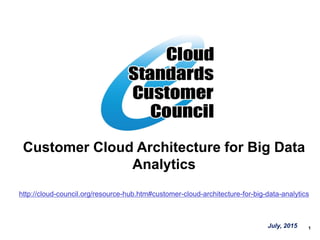 1
Customer Cloud Architecture for Big Data
Analytics
http://cloud-council.org/resource-hub.htm#customer-cloud-architecture-for-big-data-analytics
July, 2015
 