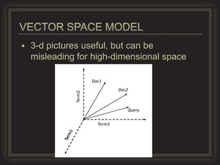    3-d pictures useful, but can be
    misleading for high-dimensional space
 