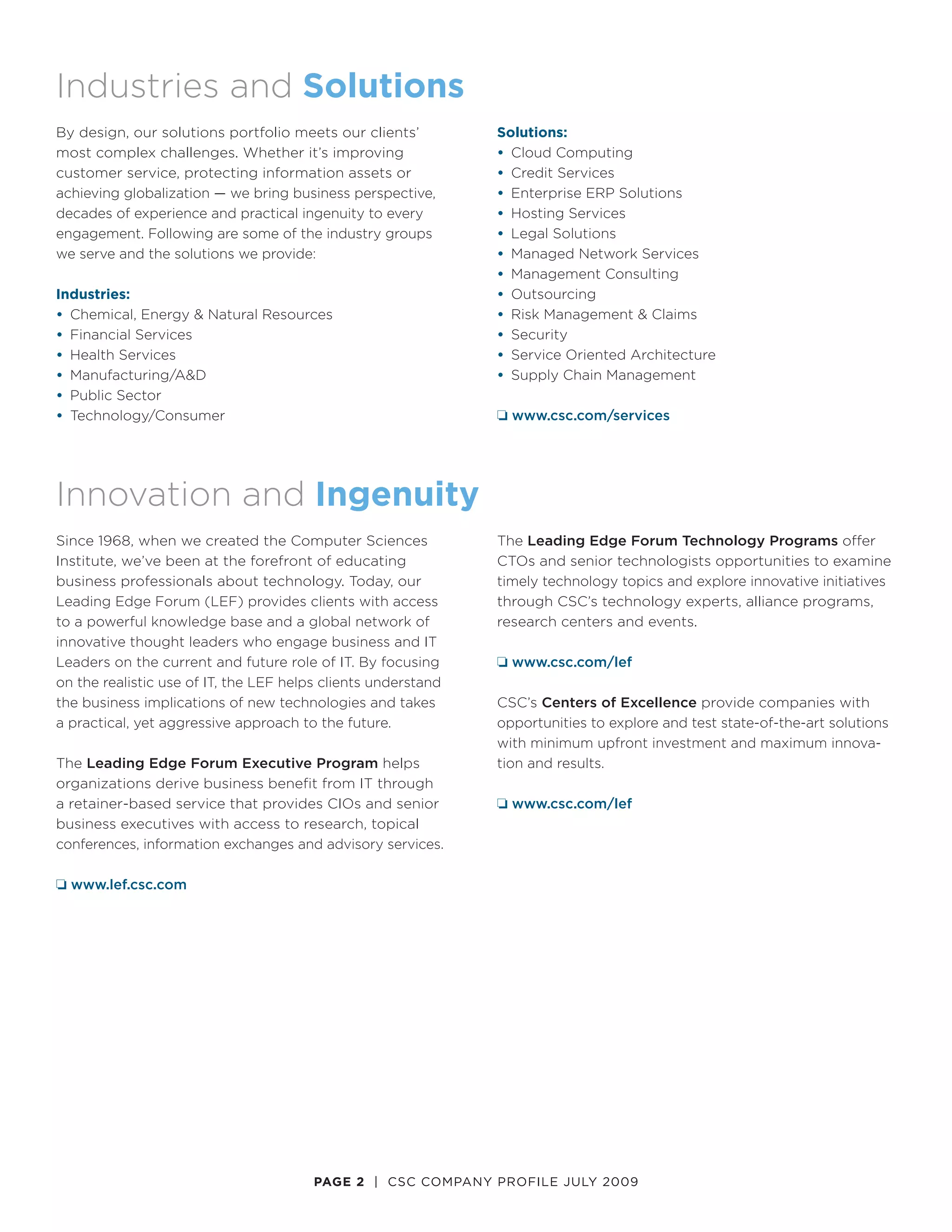Csc Company Profile | PDF