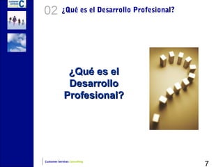 02          ¿Qué es el Desarrollo Profesional?




              ¿Qué es el
              Desarrollo
             Profesional?




                                                 7
Customer Services Consulting
 