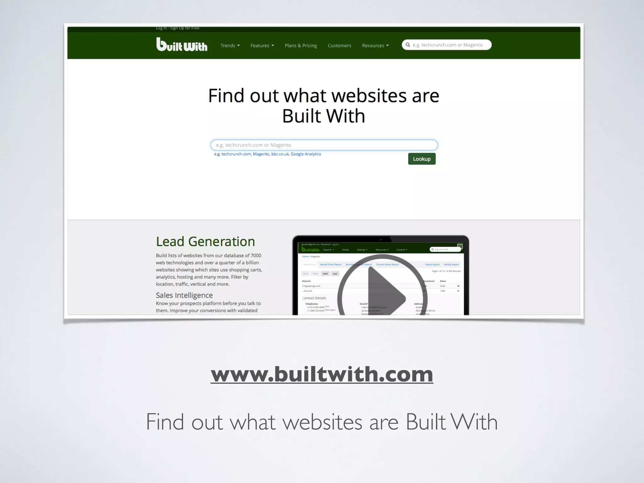 www.builtwith.com
Find out what websites are Built With
 