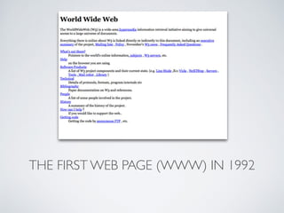 THE FIRST WEB PAGE (WWW) IN 1992
 