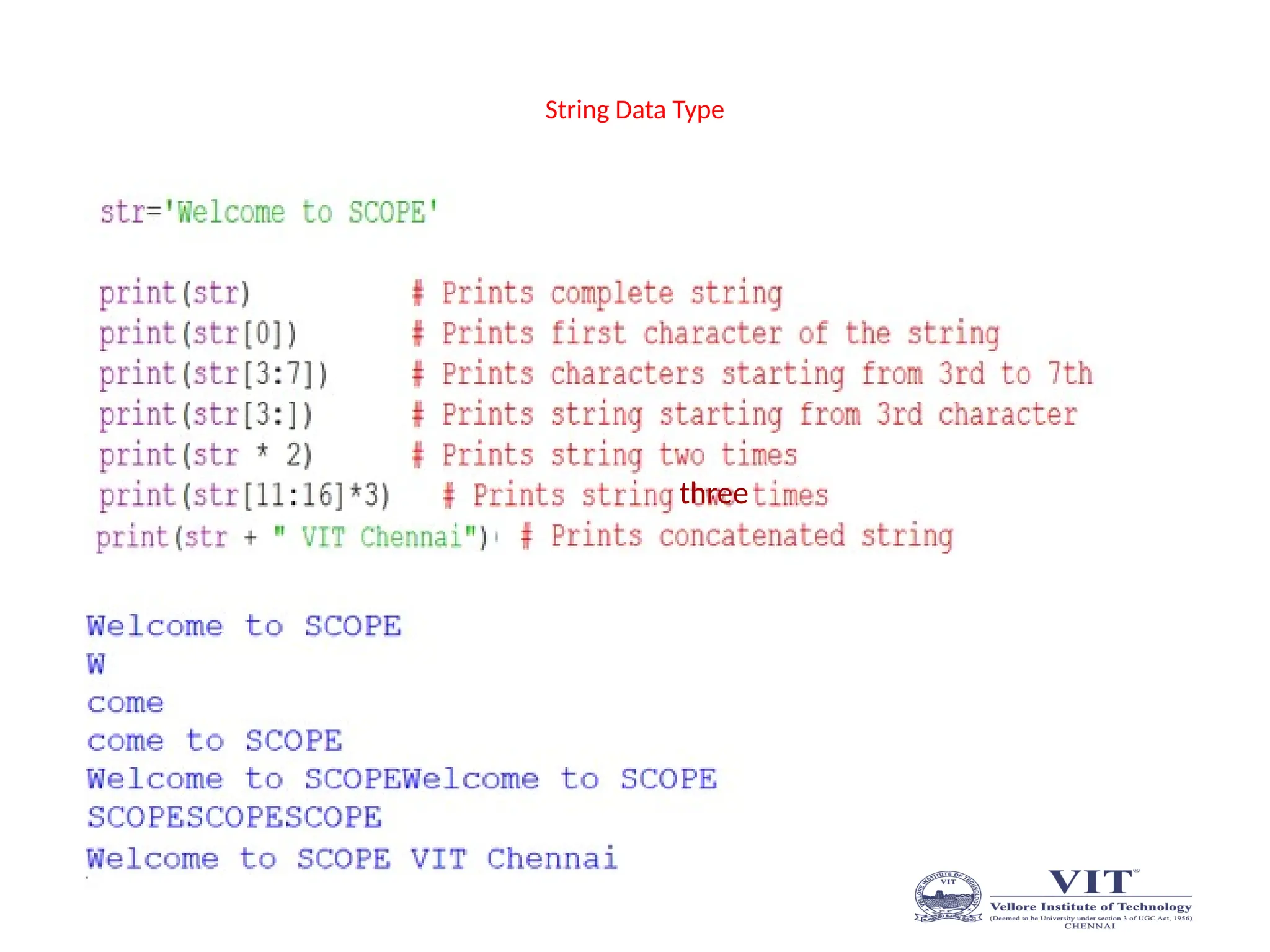 String Data Type
three
 