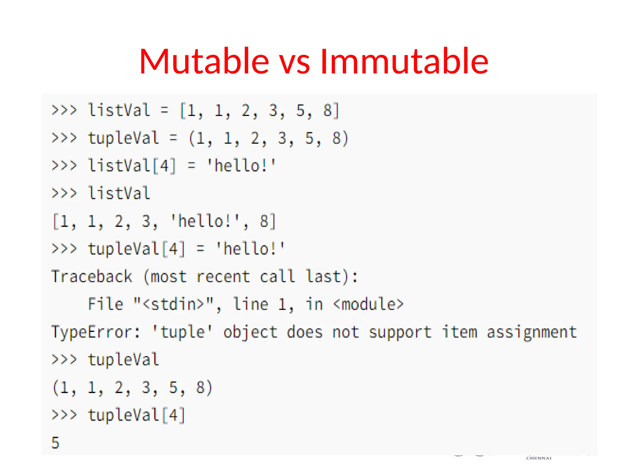 Mutable vs Immutable
 