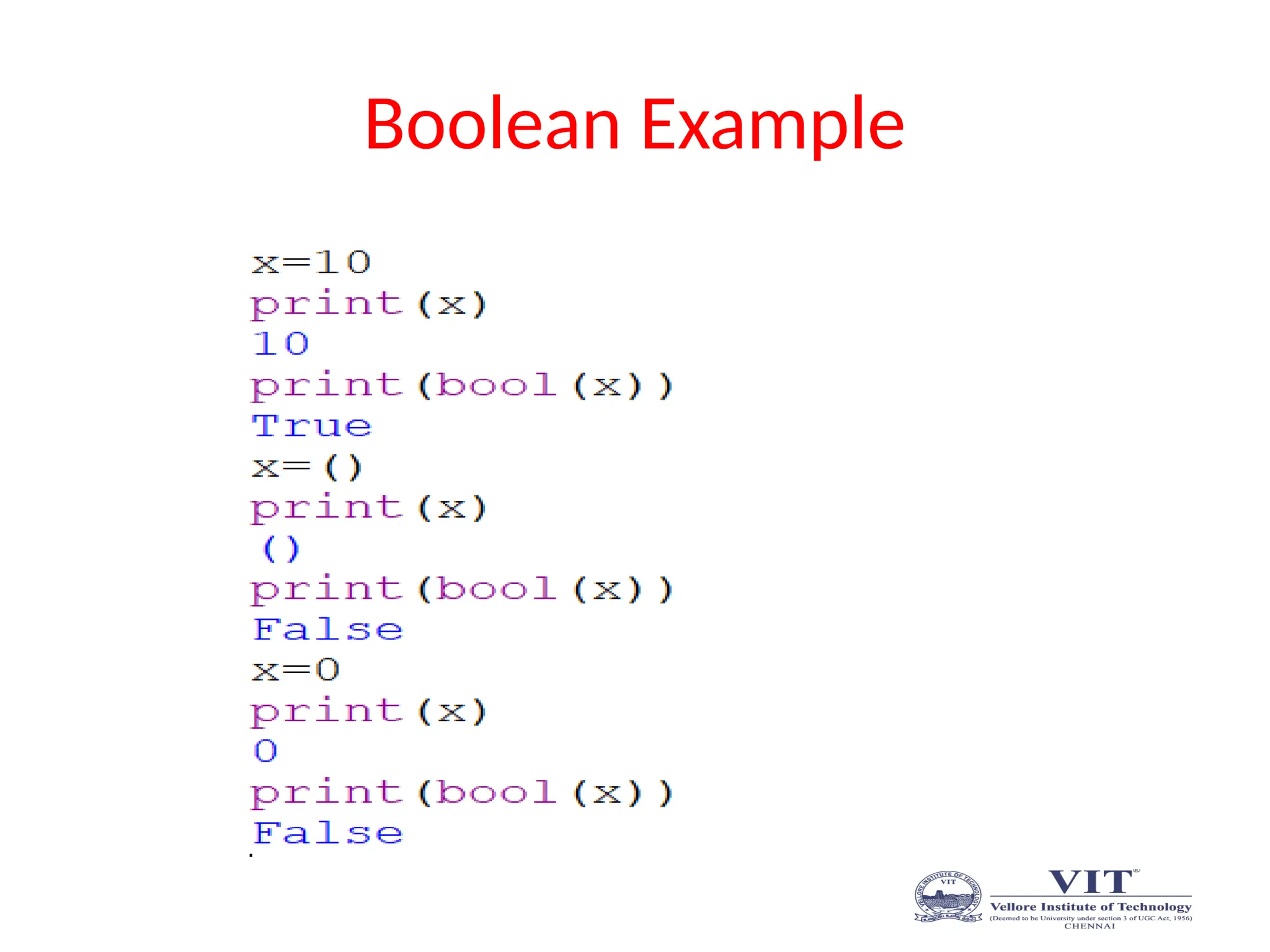 Boolean Example
 