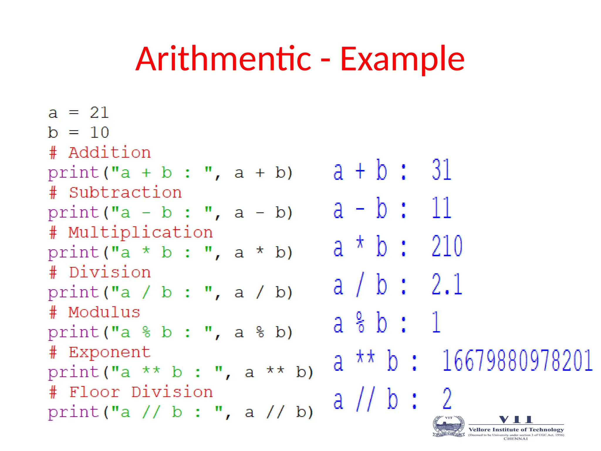 Arithmentic - Example
 