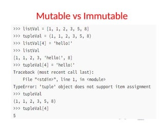 Mutable vs Immutable
 