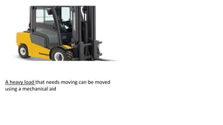 A heavy load that needs moving can be moved
using a mechanical aid
 