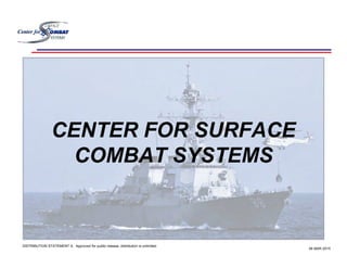 CENTER FOR SURFACE
COMBAT SYSTEMS
DISTRIBUTION STATEMENT A. Approved for public release; distribution is unlimited.
09 MAR 2015
 