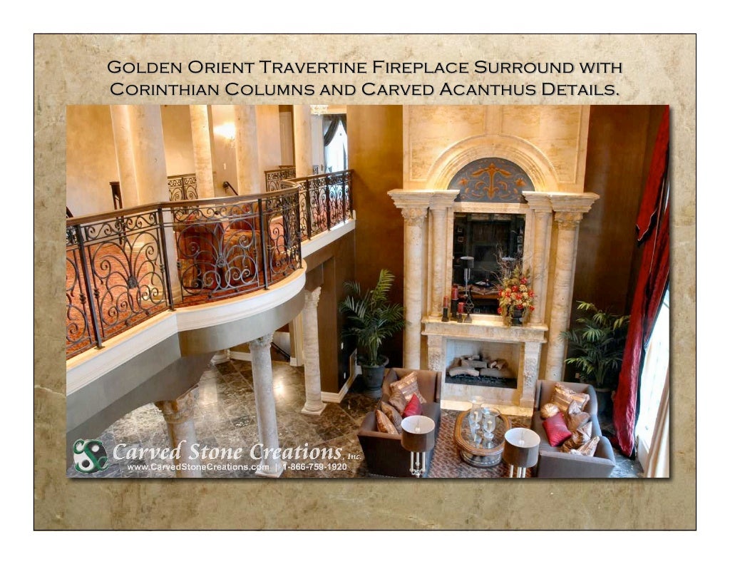 Golden Orient Travertine Fireplace Surround