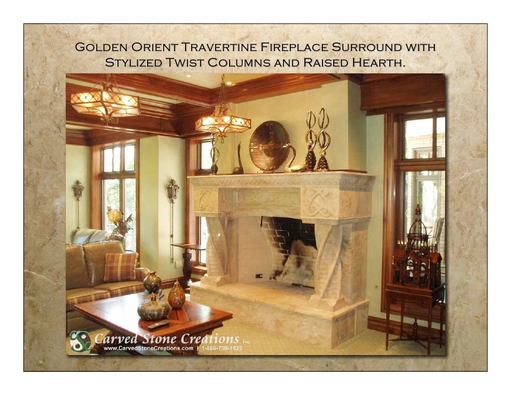Golden Orient Travertine Fireplace Surround